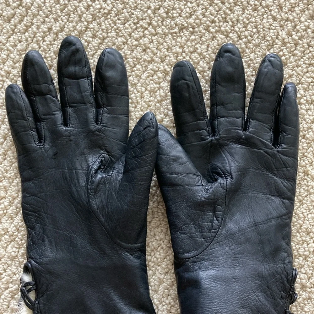 Vintage Lord & Taylor Genuine Leather Gloves Size 7.5 Fur Lining Soft Women EUC